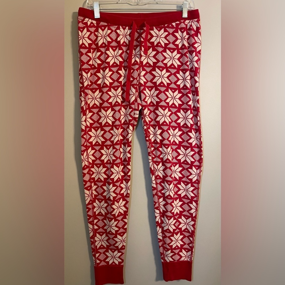 Hanna Andersson Red and White Scandi Snowflake Pants
